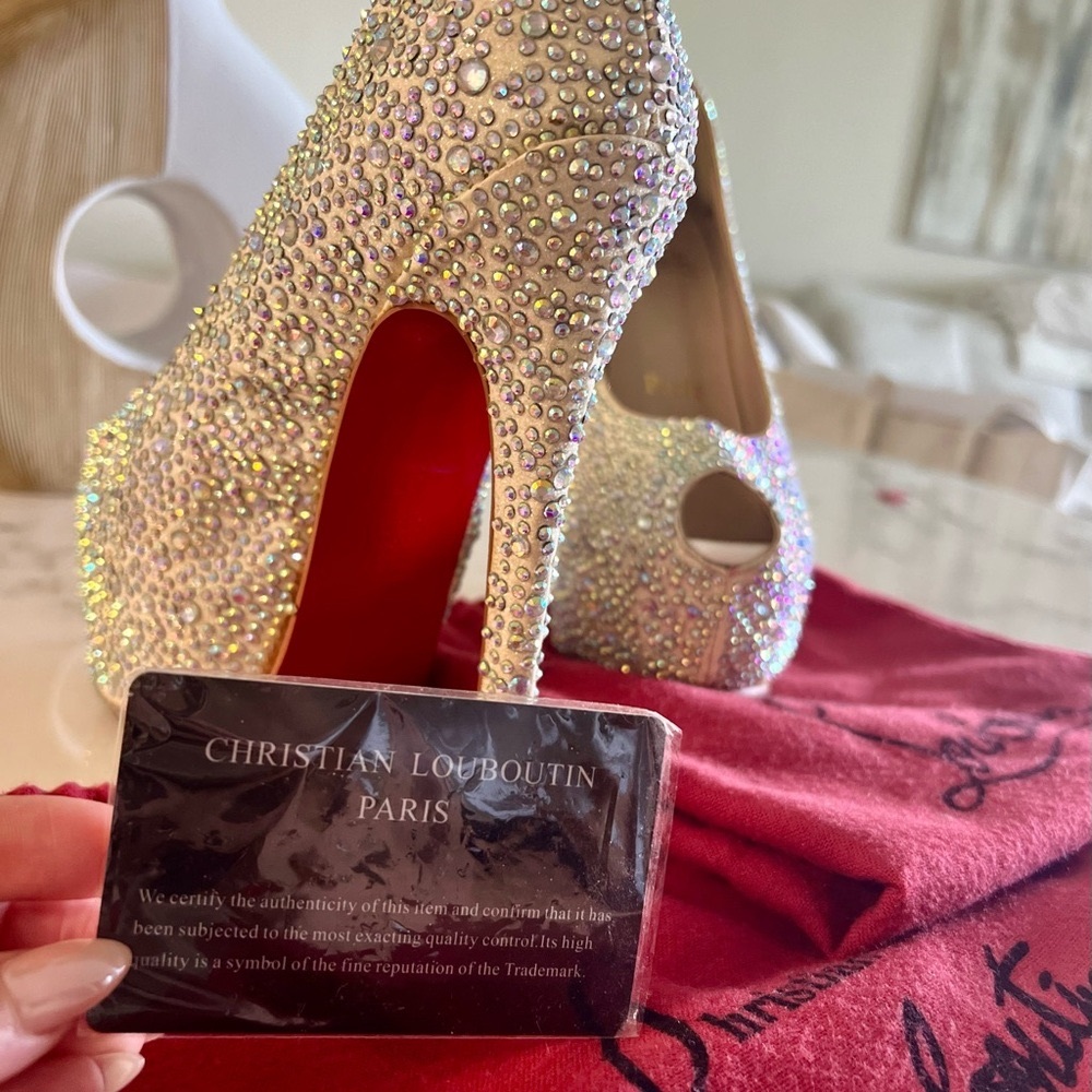 Limited Edition | Swarovski Crystal | Lady Peep toe |Christian Louboutin’s